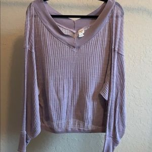 Free People purple thermo v neck sweater